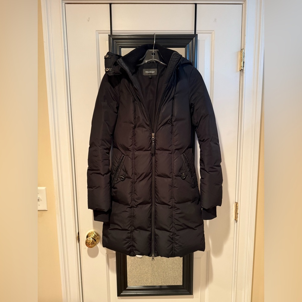 Mackage Black Long Puffer Coat with Hood